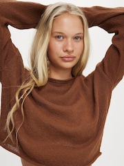Castanho - Cotton On Long Sleeve Boat Neck Knit Jumper - Imagem 3 de 4