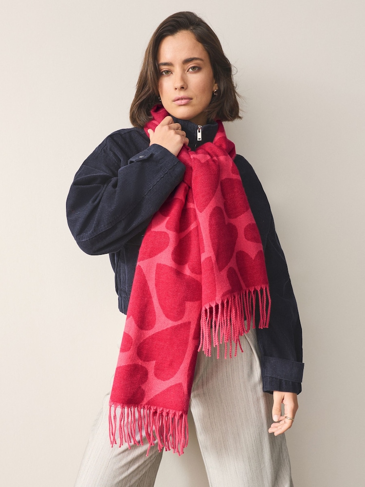 أحمر/وردي طبعة قلب - وشاح متوسط الوزن - صورة 1 من 6 أحمر/وردي طبعة قلب - وشاح متوسط الوزن - صورة 1 من 6