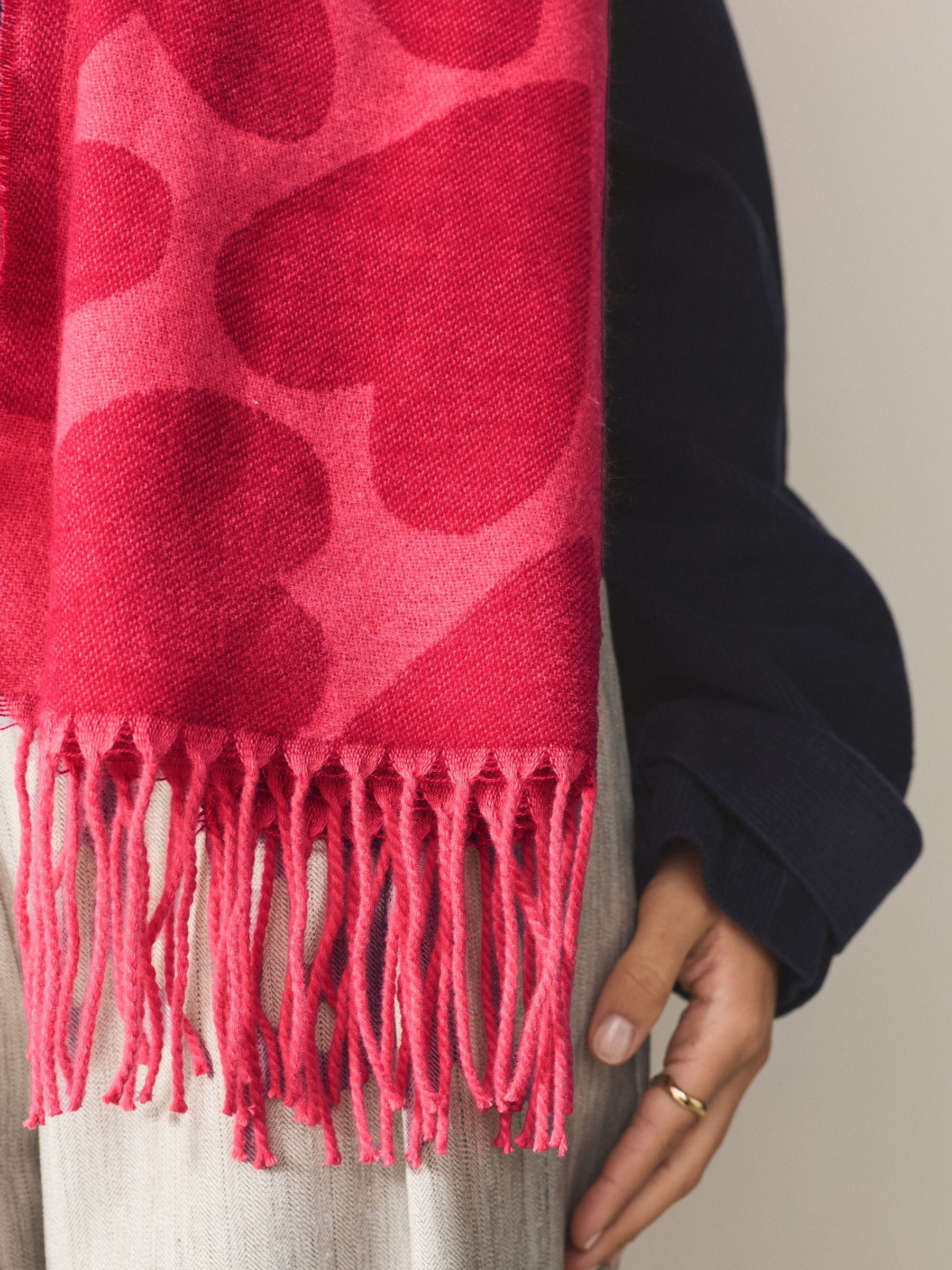 Buy Red/Pink Heart Print Midweight Scarf from Next USA