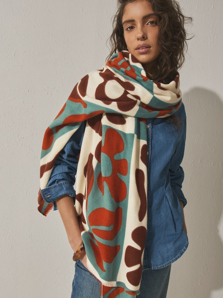 Brown/Cream Midweight Patchwork Scarf - Image 1 of 6