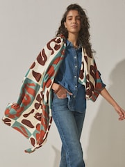 Brown/Cream Midweight Patchwork Scarf - Image 2 of 6