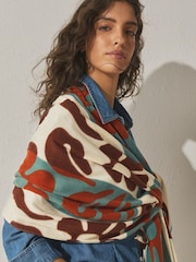 Brown/Cream Midweight Patchwork Scarf - Image 3 of 6