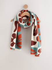 Brown/Cream Midweight Patchwork Scarf - Image 4 of 6