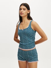 Azul - Cotton On Rib Lace Ruched Tank - Imagem 1 de 5