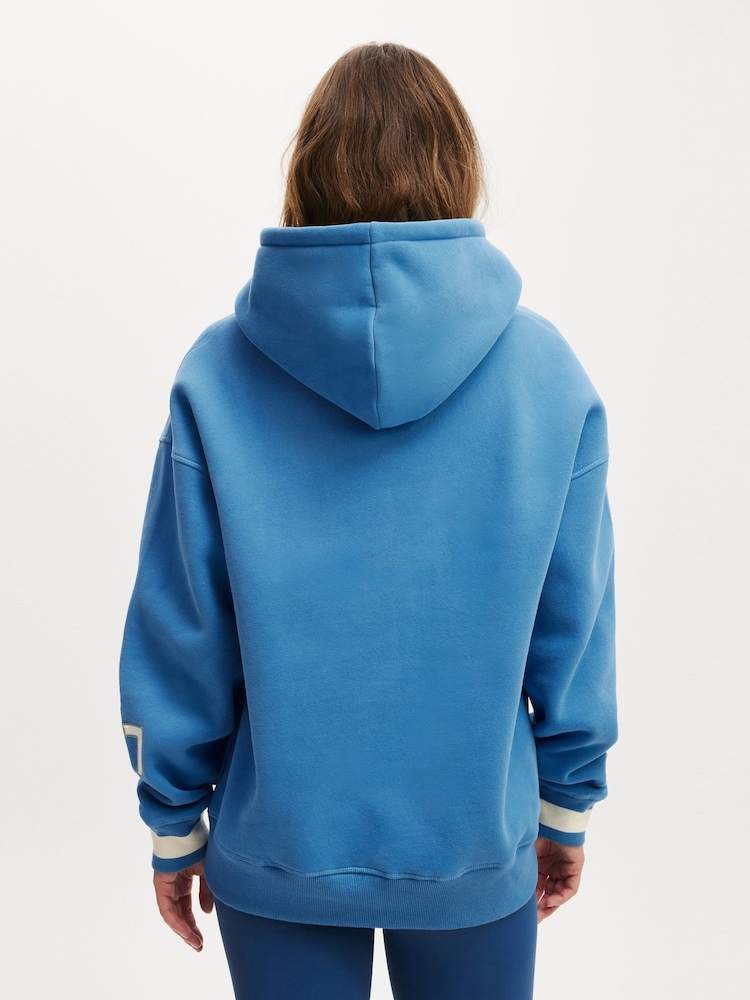 Cotton On Blue Plush Premium Graphic Print Hoodie - Image 2 of 5