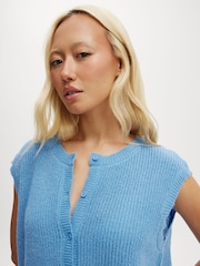 Cotton On Blue Knit Button Up Vest - Image 4 of 5