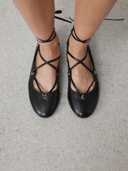 Black Forever Comfort® Leather Ghillie Shoes - Image 2 of 6