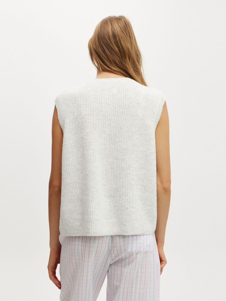 Cotton On Grey Knit Button Up Vest - Image 2 of 4 Cotton On Grey Knit Button Up Vest - Image 2 of 4