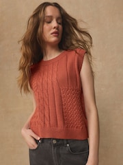Rust Brown Cable Knit Tank - Image 1 of 7