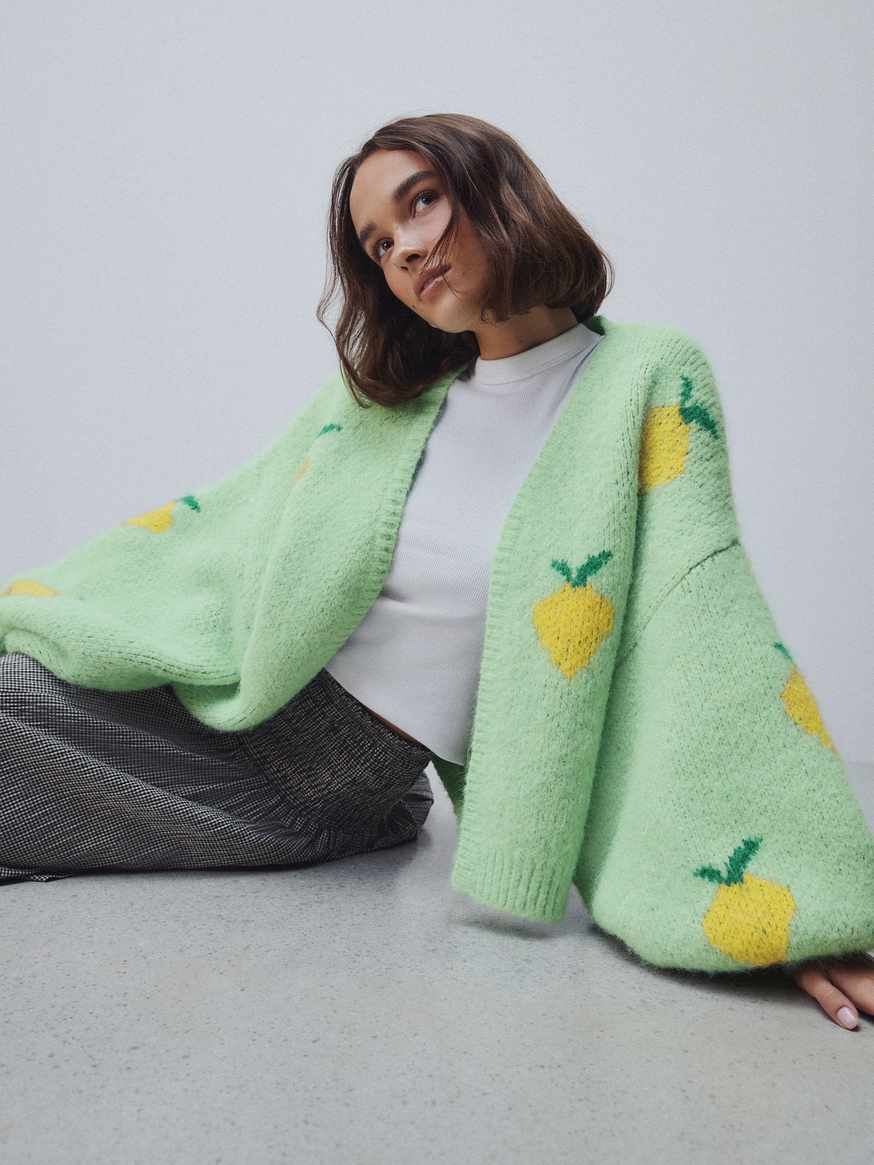 Buy Green Lemon Pattern Knitted Cardigan from Next Netherlands