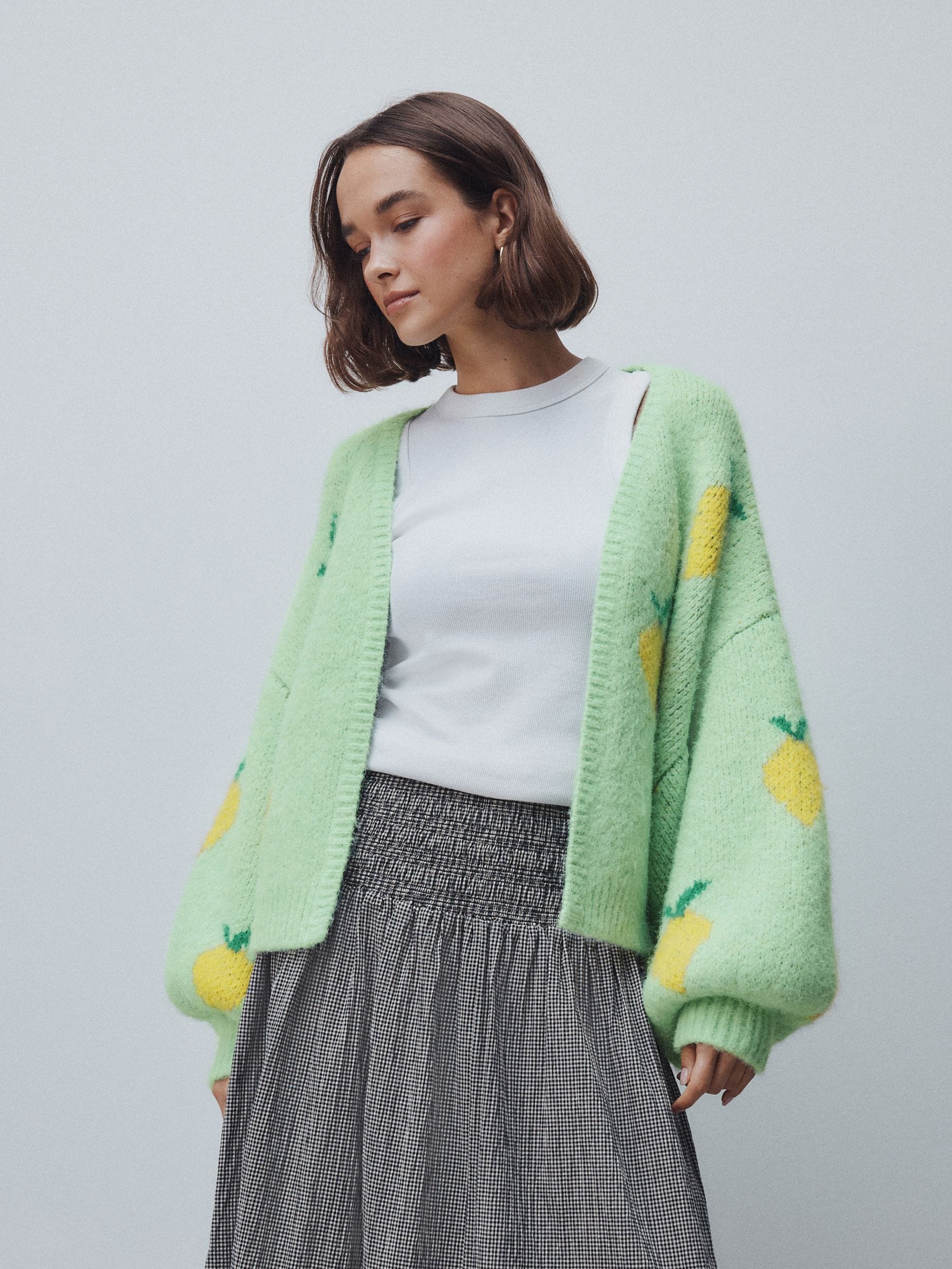 Buy Green Lemon Pattern Knitted Cardigan from Next Netherlands