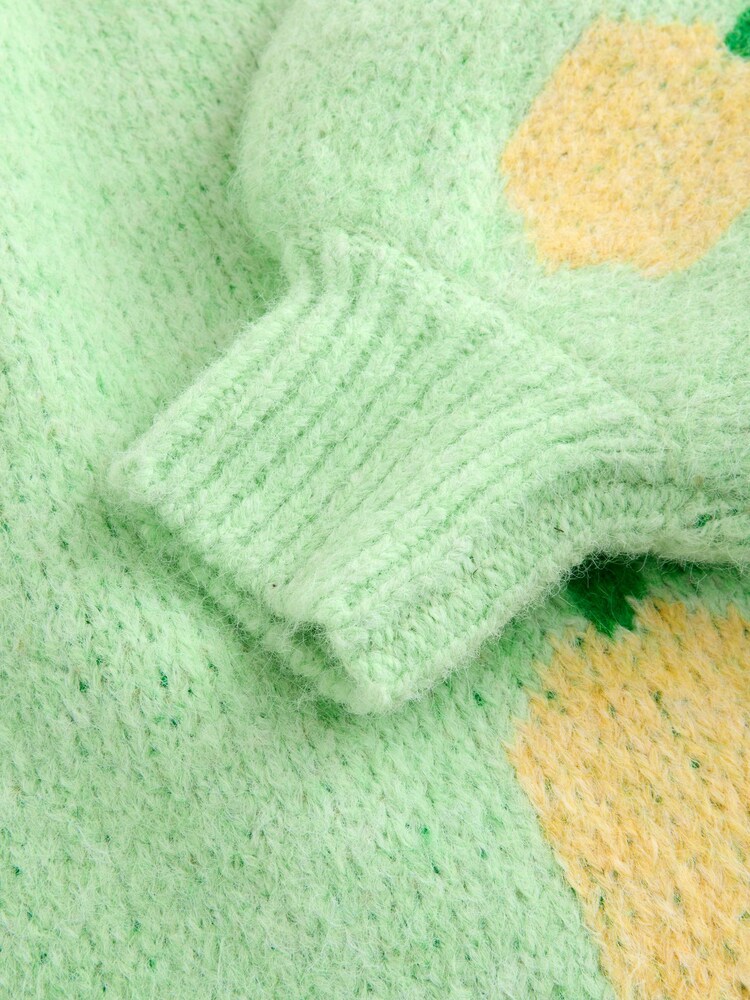 Green Lemon Pattern Knitted Cardigan - Image 9 of 9