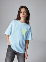 Hellblau - smALLSAINTS Girls Oversized Orlando Logo Crew 100% Cotton T-Shirt - Bild 1 von 2
