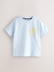 smALLSAINTS Light Blue Girls Oversized Orlando Logo Crew 100% Cotton T-Shirt - Image 4 of 7