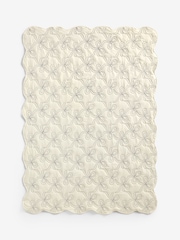 Black/White Embroidered Bow Quilted Bedspread - Image 5 of 7