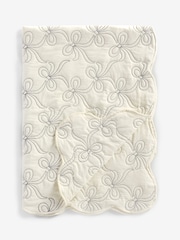 Black/White Embroidered Bow Quilted Bedspread - Image 6 of 7