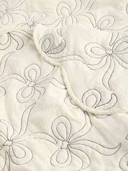 Black/White Embroidered Bow Quilted Bedspread - Image 7 of 7