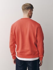 Coral Orange Regular Fit Heavyweight Cotton Rich Crew Neck Sweatshirt - Image 5 of 5