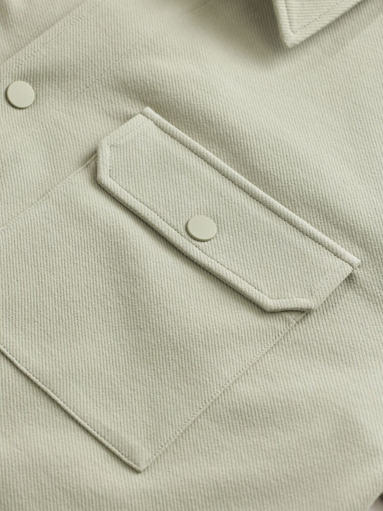 Sage Grön - Jersey Twill Popper Shacket - Bild 11 av 11