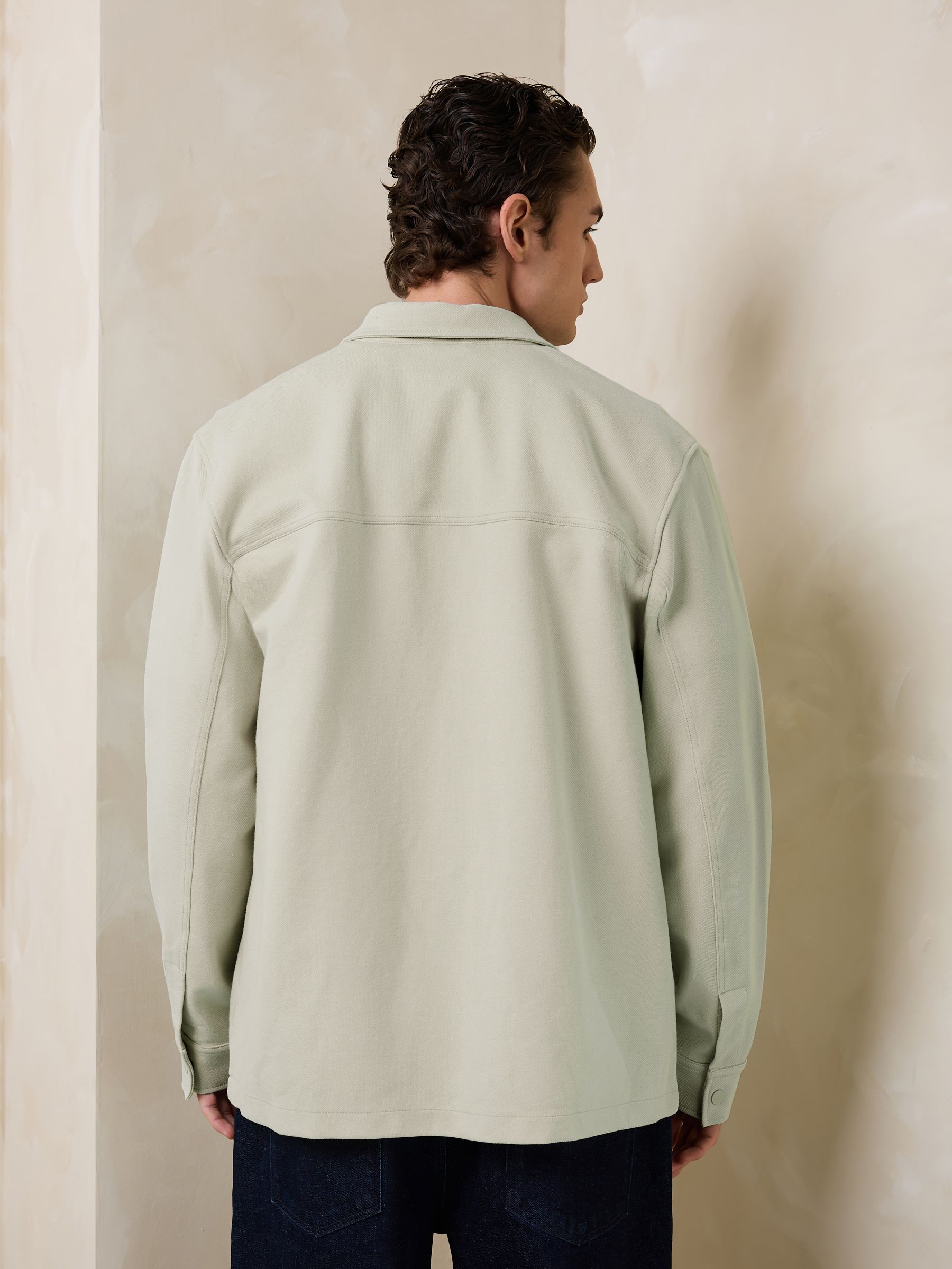 Buy Sage Green Jersey Twill Popper Shacket from the Next UK online