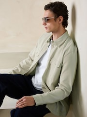 Sage Grön - Jersey Twill Popper Shacket - Bild 6 av 11