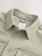 Sage Grön - Jersey Twill Popper Shacket - Bild 9 av 11