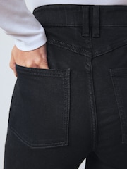 Black High Rise Flexi Fit Pull On Wide Leg Jeans - Image 6 of 10