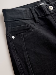 Black High Rise Flexi Fit Pull On Wide Leg Jeans - Image 9 of 10