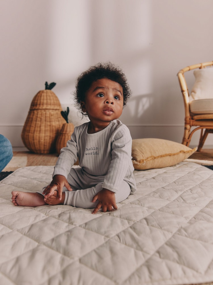 Grey Hello World Top and Leggings Baby Set (0-18mths) - Image 1 of 3