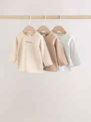 大地色／灰色 - Long Sleeve Baby T-Shirts 3 Pack (0mths-2yrs) - 圖片 1/13