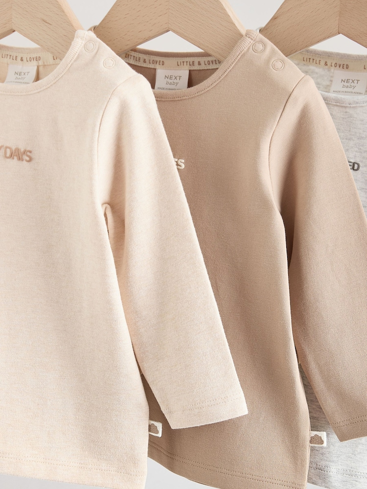 大地色／灰色 - Long Sleeve Baby T-Shirts 3 Pack (0mths-2yrs) - 圖片 13/13