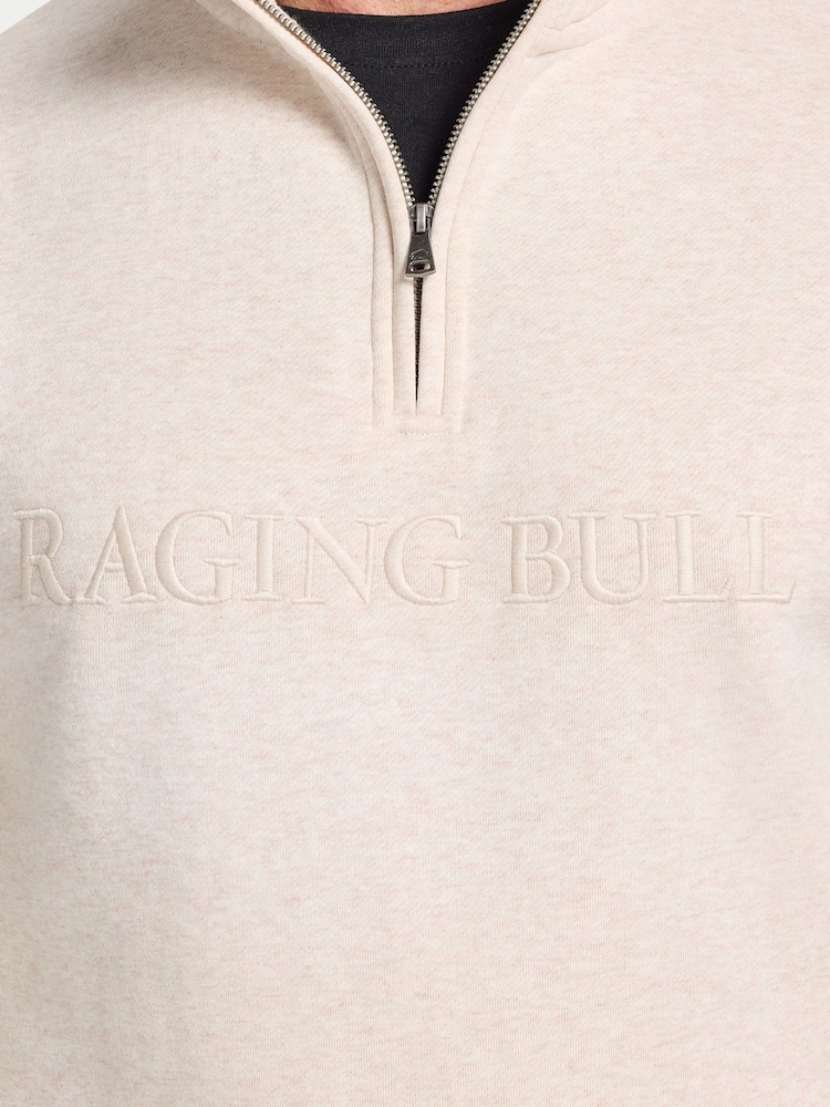 Raging Bull Natural Tonal Embroidered Quarter Zip Sweatshirt - Image 3 of 3