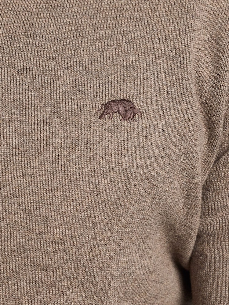 Raging Bull Natural Classic V-Neck Cotton Cashmere Knit Jumper - Image 3 of 3 Raging Bull Natural Classic V-Neck Cotton Cashmere Knit Jumper - Image 3 of 3