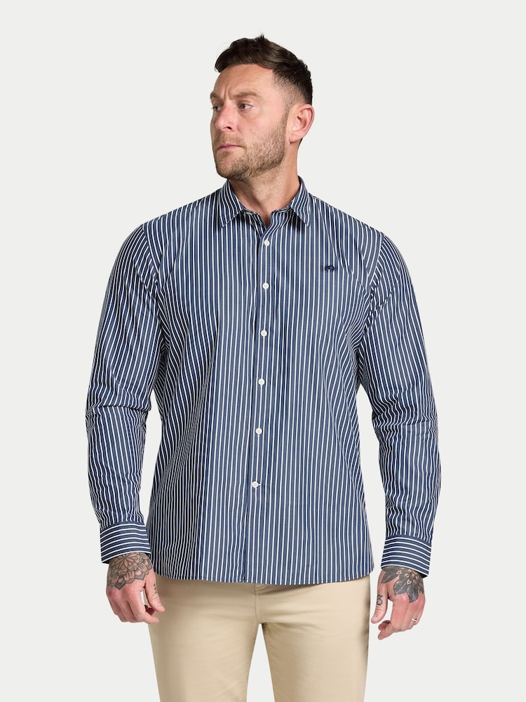 Raging Bull Blue Classic Poplin Stripe Shirt - Image 1 of 6 Raging Bull Blue Classic Poplin Stripe Shirt - Image 1 of 6