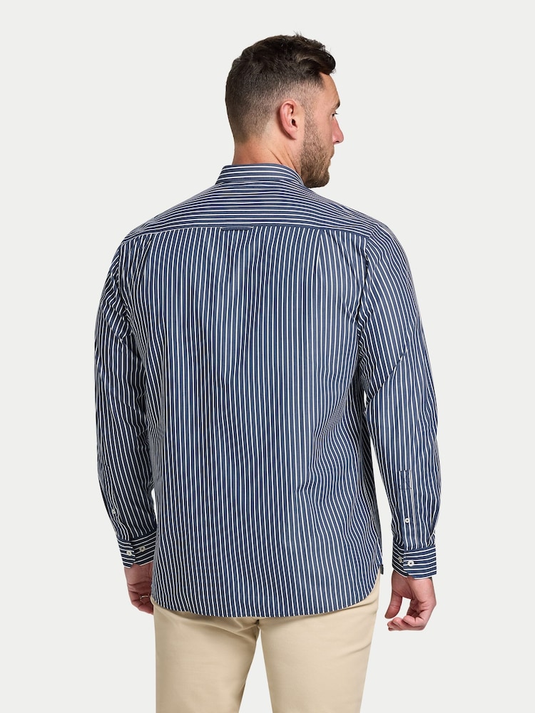 Raging Bull Blue Classic Poplin Stripe Shirt - Image 2 of 6 Raging Bull Blue Classic Poplin Stripe Shirt - Image 2 of 6