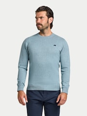 Raging Bull Green Classic Crew Neck Cotton Cashmere Knit Jumper - Image 1 of 3