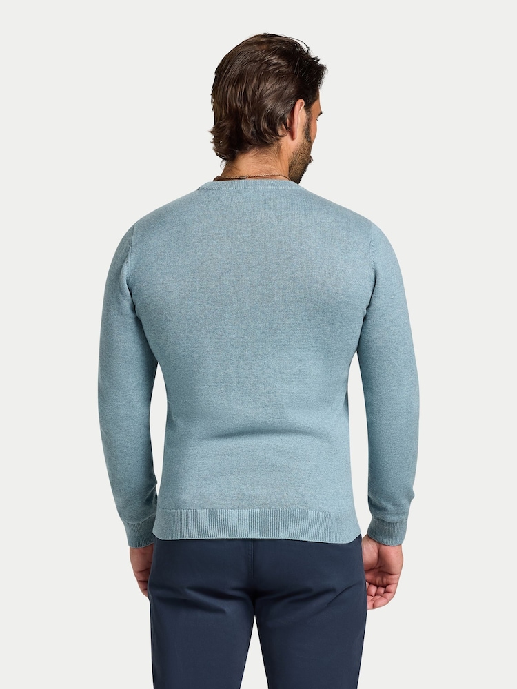 Raging Bull Green Classic Crew Neck Cotton Cashmere Knit Jumper - Image 2 of 3 Raging Bull Green Classic Crew Neck Cotton Cashmere Knit Jumper - Image 2 of 3