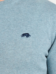 Raging Bull Green Classic Crew Neck Cotton Cashmere Knit Jumper - Image 3 of 3