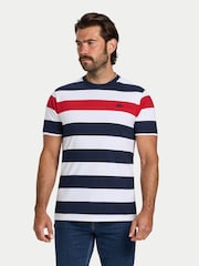 Raging Bull Red Contrast Chest Stripe T-Shirt - Image 1 of 4