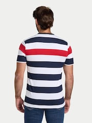 Raging Bull Red Contrast Chest Stripe T-Shirt - Image 2 of 4