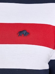 Raging Bull Red Contrast Chest Stripe T-Shirt - Image 3 of 4