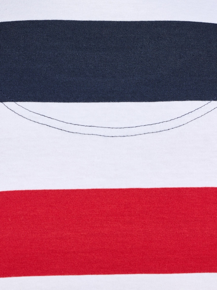 Raging Bull Red Contrast Chest Stripe T-Shirt - Image 4 of 4