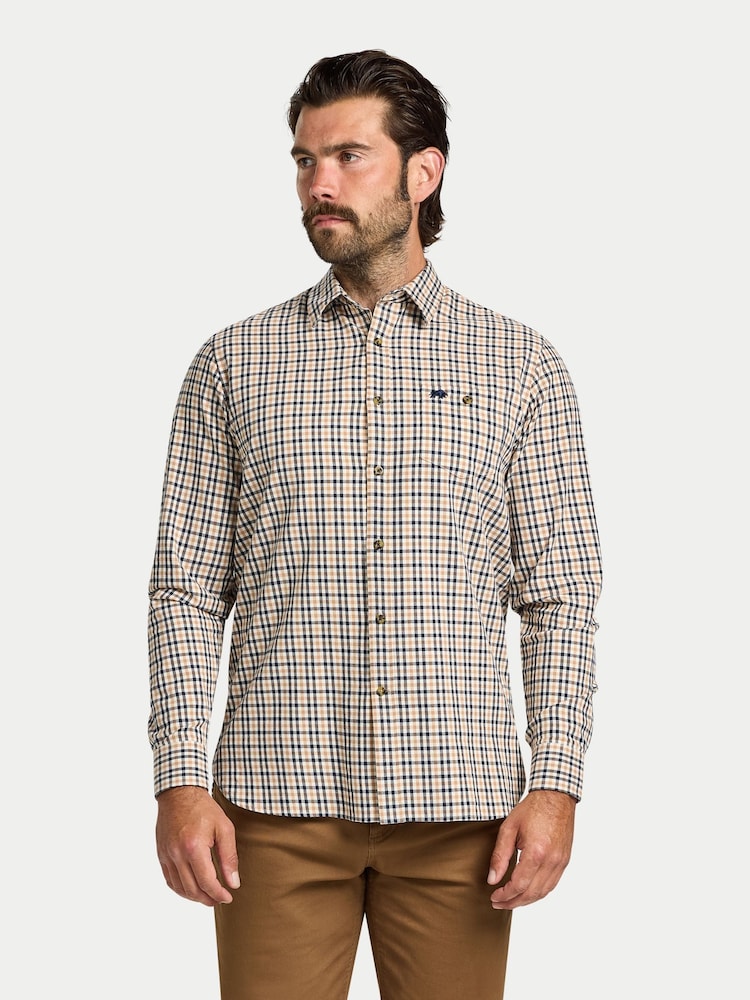 Raging Bull Natural Brookes Gingham Brushed Cotton Twill Shirt - Image 1 of 6