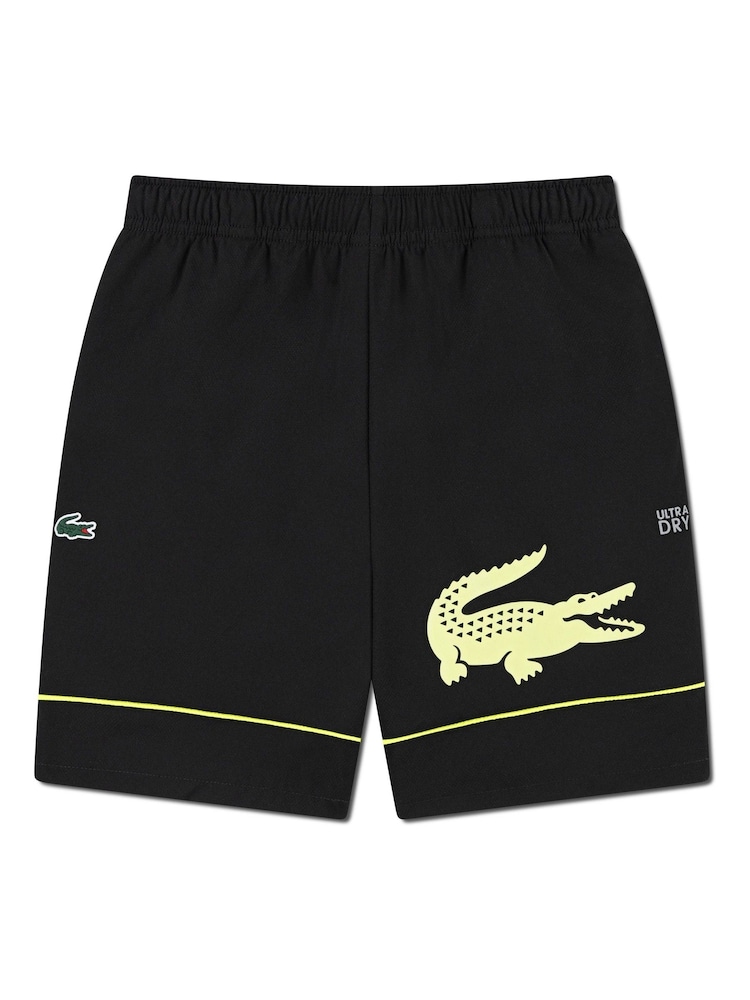 Lacoste Black UltraDRY Big Croc Woven Shorts - Image 1 of 3