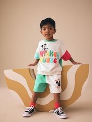 Colour Block Mickey Short Sleeve Crew and Shorts Set (3mths-8yrs) - Image 1 of 10