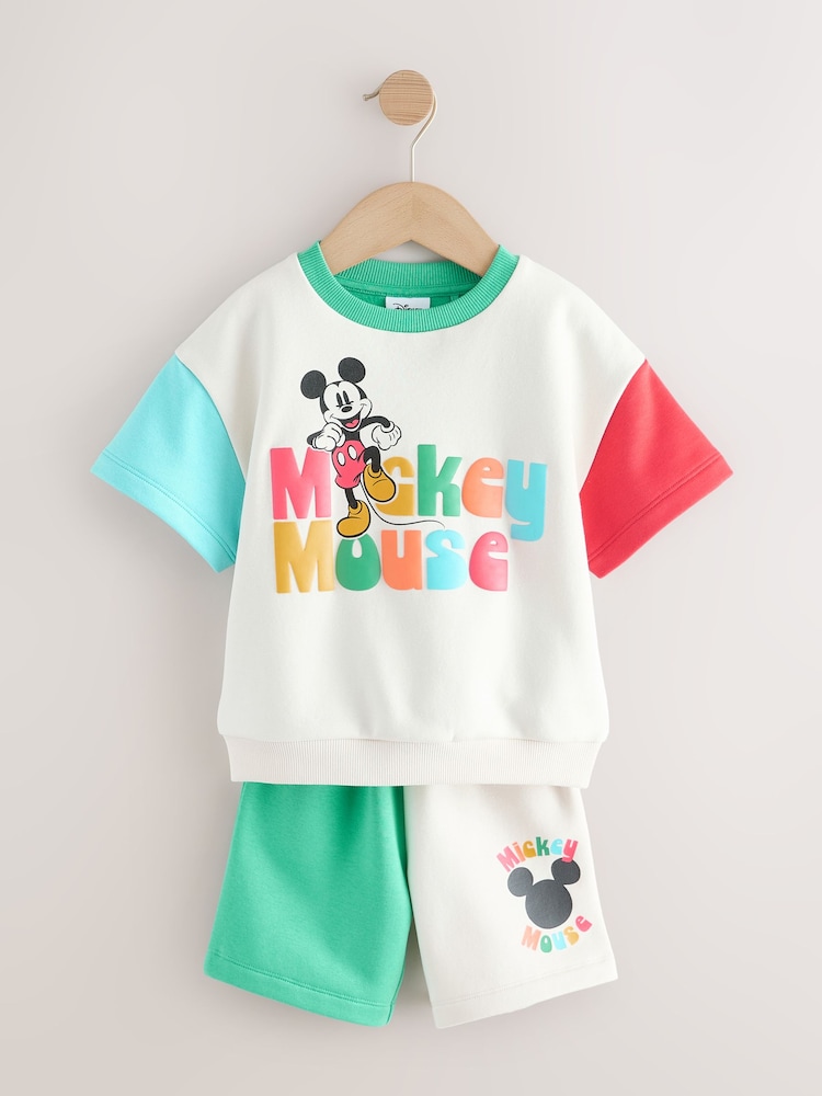 Colour Block Mickey Short Sleeve Crew and Shorts Set (3mths-8yrs) - Image 1 of 10