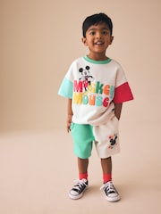 Colour Block Mickey Short Sleeve Crew and Shorts Set (3mths-8yrs) - Image 2 of 10