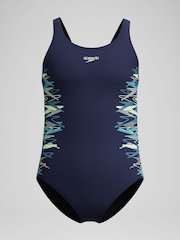 Speedo Blue Placement Muscleback One Piece - Image 1 of 6