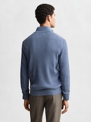 GANT Blue Light Mini Cable Knit Quarter Zip Jumper - Image 3 of 5