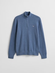 GANT Blue Light Mini Cable Knit Quarter Zip Jumper - Image 5 of 5
